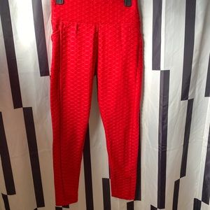 RED HIGH WAISTED YOGA LEGGINGS